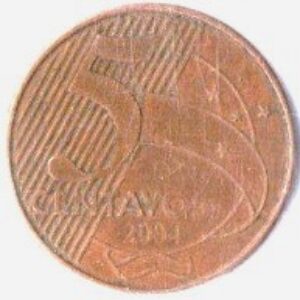 Br Moeda 2004, (S), Brasil República, , 0,05 Centavos, 2ª Família, Anverso: Efígie de Joaquim José da Silva Xavier e dísticos Brasil e Tiradentes. Reverso: Valor, data e alusão à Bandeira Nacional.