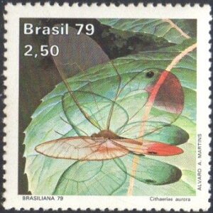 Br-Selo, 1979, C-1098-RHM, (Mint). Dia do Selo - Brasiliana 79 - Borboletas (Cithaerias aurora).