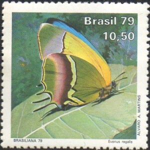 Br-Selo, 1979, C-1099-RHM, (Mint). Dia do Selo - Brasiliana 79 - Borboletas (Evenus regalis).