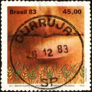Br-Selo, 1983, C-1335-RHM, (U). 20º Aniversário do Programa Alimentar Mundial - Recursos Heliêuticos.