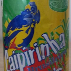 Br Latinha Caipirinha, 1995, (Vazia), Batida de Limão “Caimpirinha Brasileira - Rios”, Cor Verde/Amarelo, número “1” no fundo, com anel na cor alumínio, 340ml.
