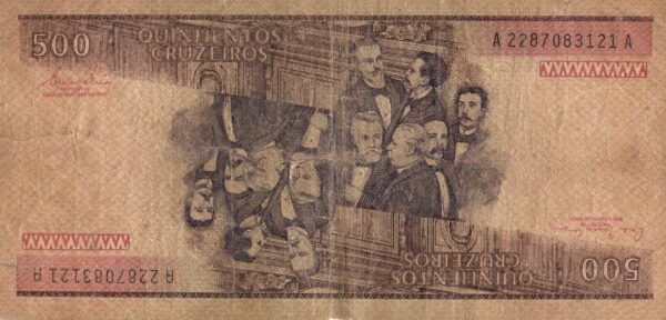 Br Cédula, 500 Quinhentos Cruzeiros, (1981), violeta, marrom e policromia, em calcografia e offset. No centro, efígie dupla de Castello Branco invertidas e opostas assim como os demais detalhes. - Imagem 2