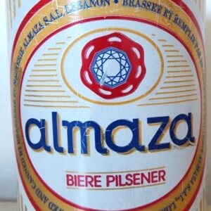 LIB Latinha Cerveja, (Líbano/Ásia), 1996, Almaza, “Pilsener Beer”, Since 1933, com anel na cor alumínio, 296ml.