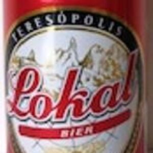 Br Latinha Cerveja, 2019/2020 (vazia), referência (Lokal Bier Teresópolis, Pilsen), Marca: Petrópolis, Cor vermelha/branca, com anel de alumínio, 350ml.