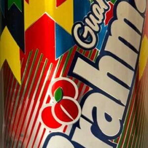 Br Latinhas Refrigerantes, guaraná Brahma, (vazia), Símbolo de Festa com bandeirolas coloridas. Produzida: Brasal refrigerantes S/A. Cores branca/vermelha/amarela, sem anel de alumínio branco.
