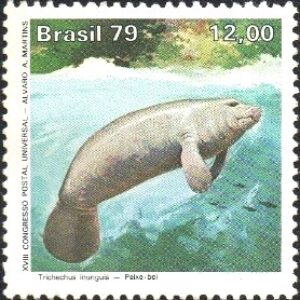 Br-Selo, 1979, C-1092-RHM, (Mint). Proteção à Natureza - Parque Nacional da Amazônia (Peixe boi).