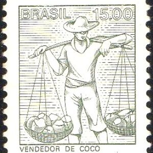 Br-Selo, 1979, RE- 582-RHM, (N), Tipos e Profissões Nacionais - Papel Couchê, sem Filigrama, C/Moldura - FSF (Vendedor de Coco).