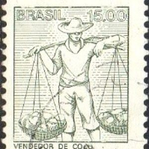 Br-Selo, 1979, RE-582-RHM, (U). Tipos e Profissões Nacionais - Papel Couchê, sem Filigrama, C/molduras - FSF (Vendedor de Coco).