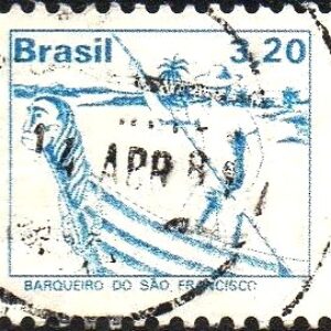 Br-Selo, 1979, RE- 594-RHM, (U). Papel Couchê FSF - sem Filigrana, (Barqueiro do Rio São Francisco).