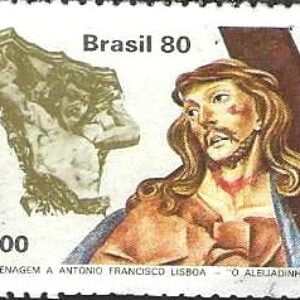 Br-Selo, 1980, C-1181-RHM, (U). Arte Brasileira - Homenagem a Antônio Lisboa, o Aleijadinho - Esculturas em Madeira (Carr.Cruz).