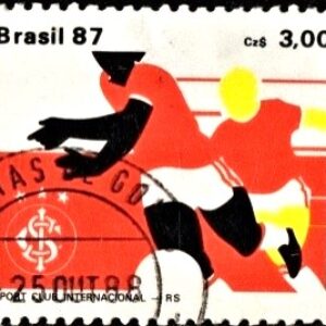Br-Selo, 1987, C-1559-RHM, (U). Clubes de futebol - Campões da Capa do Brasil (Internacional/RS).