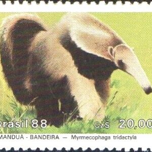 Br-Selo, 1988, C-1591-RHM, (Mint). Preservação da Fauna Brasileira - Mamíferos em Extinção (Tamanduá bandeira).
