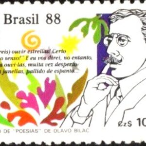 Br-Selo, 1988, C-1602-RHM, (Mint). Dia do Livro - Centenário de “Poesias” de Olavo Bilac (1865-1918).