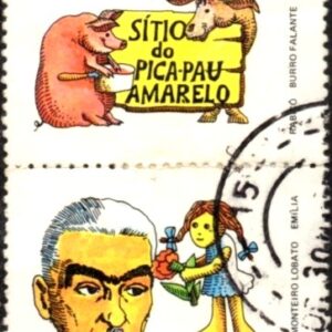 Br-Selo, 1973, C-806-RHM, (N), Homenagem a Monteiro Lobato e Emília - Etiqueta.