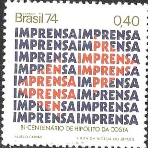 Br-Selo, 1974, C-835-RHM, (Mint). Homenagem aos Meios de Comunicação: Imprensa, Rádio e TV.