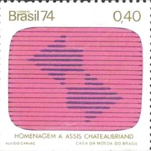 Br-Selo, 1974, C-837-RHM, (Mint). Homenagem aos Meios de Comunicação: Imprensa, Rádio e TV.