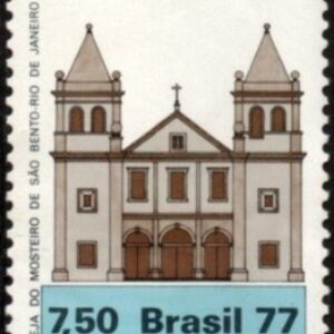 Br-Selo, 1977, C-1025-RHM, (N). Arquitetura Religiosa no Brasil Igrejas (Mosteiro de São Bento-Rio de Janeiro).