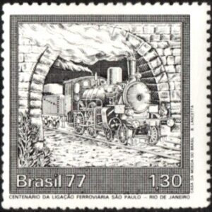 Br-Selo, 1977, C-991-RHM, (Mint). Centenário da Ligação Ferroviária São Paulo - Rio de Janeiro.