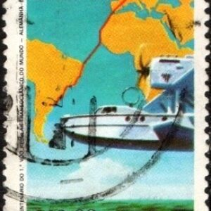 Br-Selo, 1984, C-1399-RHM, (Mint). Cinquentenário do 1º Voo Regular Transoceânico do Mundo – Alemanha-Brasil-SE-TENANT.
