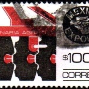 MEX Selo, (México/América do Norte), 1988, (U). Mexico Exports (Agricultural Machinery).