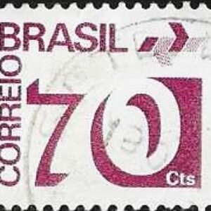 Br-Selo, 1975, RE- 551-RHM, (N), 15Cts, Tipo Cifra, com Barras Fosforescente, impressas verticalmente no selos sem filigrama. Magenta.