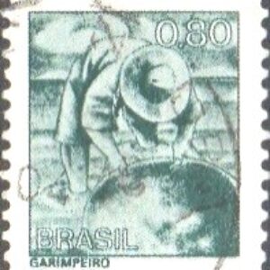 Br-Selo, 1976, RE- 563-RHM, (U). Tipos de Profissões Nacionais, Papel Couchê, sem Filigrama (Garimpeiro).