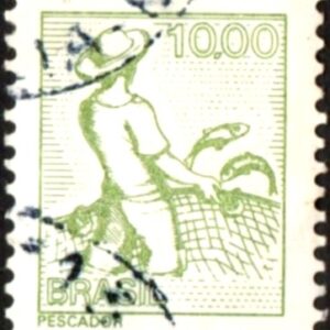 Br-Selo, 1977, RE- 570-RHM, (U). Tipos e Profissões Nacionais - Papel Couchê, sem Filigrama (Pescador).