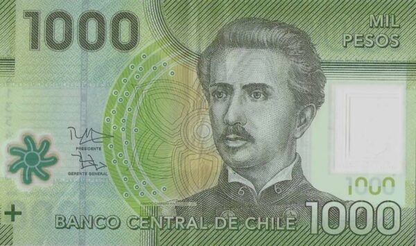 CHL Cédula, (Chile/América do Sul), 2014, 1000 Mil Pesos, (FE), Parque Nacional Torres Del Pain. Efígie de Ignacio Carrera Pinto.