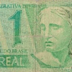Br Cédula, R$1,00 (um Real), (2003), (MBC), Primeira Família do Real, Anverso: efigie simbólica da república, interpretada sob a forma de escultura. Reverso: Gravura de um Beija-Flor (Amazilia lactea), pássaro típico do continente americano.