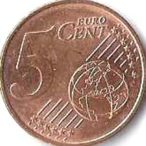POR Moeda, 2023, (AU), 5 Cent de Euro, Anverso: Desenho da face comum: a localização da Europa no mundo. 12 estrelas da União Europeia. Reverso: Brasão.