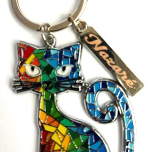POR Chaveiro, 2024, (Cidade de Nazaré/Portugal), (UNC), material: Aço pintado. Título: Imagem de gato pintado. Sem embalagem protetora do chaveiro.