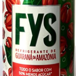 Br Latinha tônica, 2024, (vazia), referência “FYS Guaraná da Amazônia”, marca: (Fabricado e envasado pela HNK Indústria, Itu/SP, Brasil). Sabor: Guaraná, cores: preto/branco/vermelho, vencimento: 26.05.2024. .