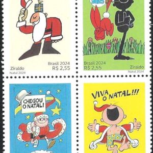 Br-Quadra, 2024, C-4171, (Mint), Emissão Comemorativa:  (Natal), Christmas 2024: Illustratons by Ziraldo. Locais de Lançamento: Em todos os Estados + Brasília/DF.