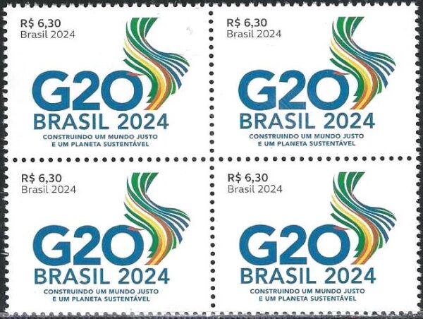 Br-Quadra, 2024, (Mint), G20, Brasil 2024, Construção de um mundo justo e um planeta sustentável.