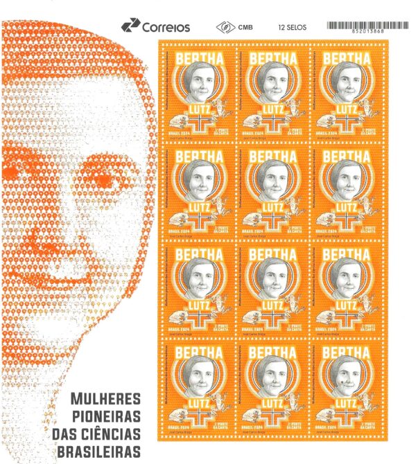 Br-Folha, 2024, 12 Selos, SB4173, (Mint), Mulheres Pioneiras das Ciências Brasileiras (Bertha Luzt), 1º Porte da Carta.