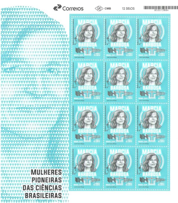 Br-Folha, 2024, 12 Selos, SB4177, (Mint), Mulheres Pioneiras das Ciências Brasileiras (Márcia Barbosa), 1º Porte da Carta.