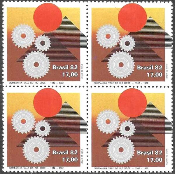 Br-Quadra, 1982, C-1259-RHM, (Mint), Companhia do Vale do Rio Doce (Símbolos), comemoração dos Quadragésimo aniversario da Cia.