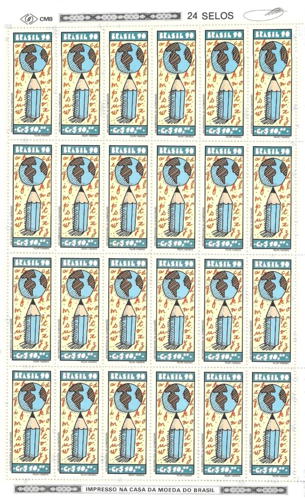 Br-Folha, 1990, Regular, C-1694 (RHM), Ano Internacional de Alfabetização.