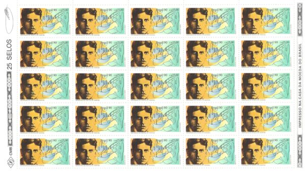 Br-Folha, 1990, Regular, C-1709 (RHM), 100 anos do Nascimento de Oswaldo de Andrade (1890-1954).