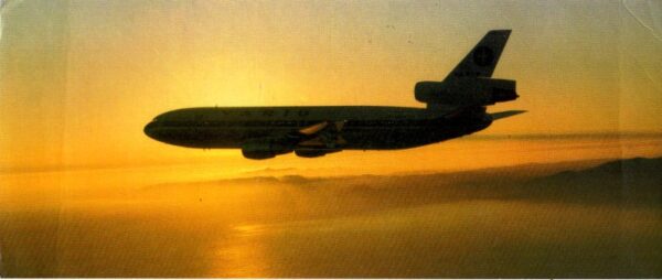 Br-Cartão Postal, (N), Foto do DC-10/Varig’s Intercontinental Jet, Entardecer, Pôr-do-Sol.