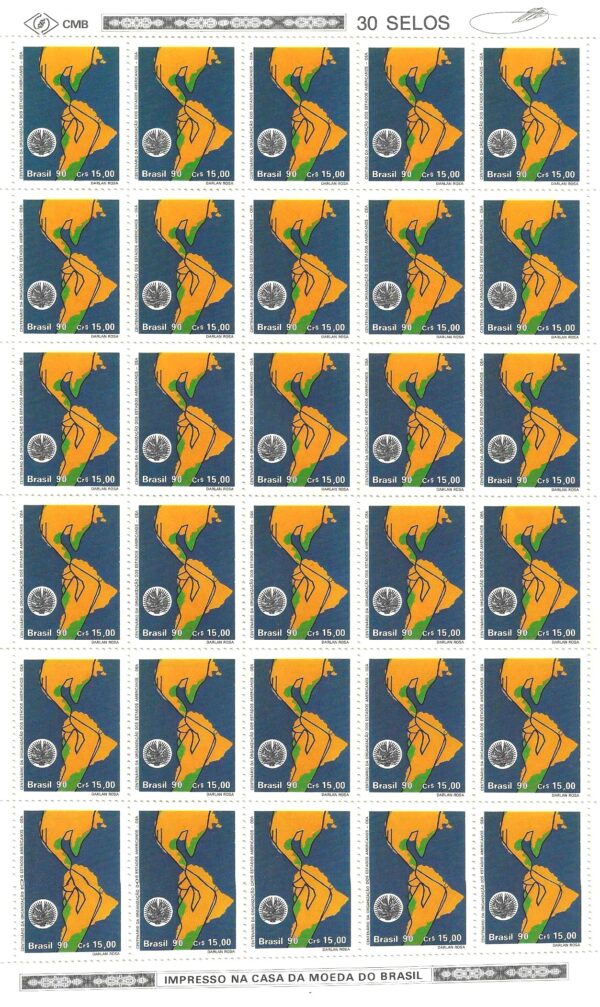 Br-Folha, 1990, C-1715 (RHM), (MINT), Centenário da Organização dos Estados Americanos - OEA. - Imagem 2