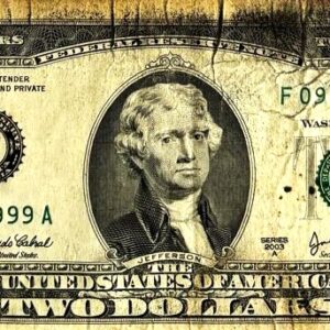 USA Cédula Estados Unidos (América do Norte), 2003, (S), 2 (Dois Dollares), Esfinge: Presidente: Jefferson. Anverso: Declaration of Independence - 1776.
