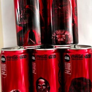 Br Coleção, 2025, 5 (cinco) Latinhas Refrigerantes, (vazias), Coca-Cola Sem Açúcar, STAR WARS, personagens: DARTH VADER, CHEWBACCA, YODA, C-3PO, ANAKIN SKYWALKER. Colecionáveis 310ml.