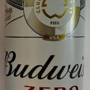 Br Latinhas Cervejas, 2025 (vazia), referência (Budweiser Zero), Marca: Ambev, Cor branca/vermelha, com anel de alumínio branco. 350ml.