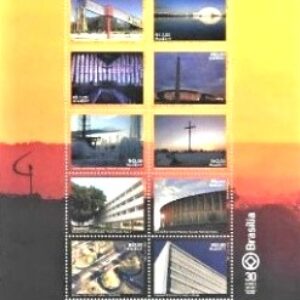 Br-Mini folha, 2017, (Mint), Brasília 30 anos, Patrimônio Mundial.