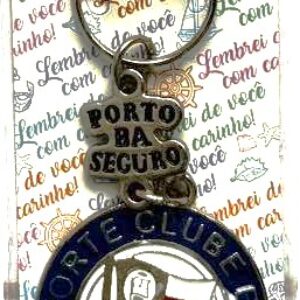 BR Chaveiro, 2025, (UNC), Título: Chaveiro Emblema do Esporte Clube Bahia, ao fundo mensagem de Lembrei de você com carinho. Lembrança da cidade de Porto Seguro/BA, Brasil.