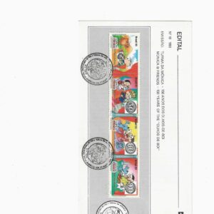 Br-Edital, 10/1993. (Mint). Emissão: Turma da Mônica - 150 Anos dos Olhos-de-Boi. Carimbo do 1º dia, Rio de Janeiro/RJ. 04 (quatro) selos originais colados, 1851/1854 (RHM), (Mint).