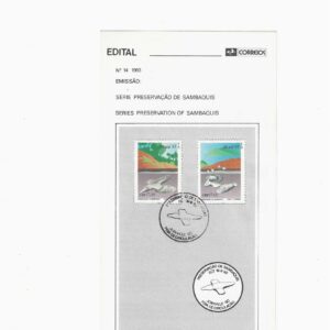 Br-Edital, 14/1993. (Mint), Emissão: Série: Preservação de Sambaquis. Carimbo do 1º dia, Joinville/SC. 02 (dois) selos originais colados, 1861/62 (RHM), (Mint).
