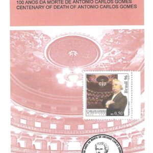Br-Edital, 16/1992. (Mint). Emissão Comemorativa: Centenário da morte de Antônio Carlos Gomes. Carimbo do 1º dia, Belém/PA. 01 (um) selo original colado, C-2006. (RHM), (Mint).