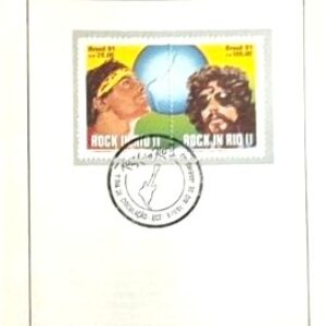 Br-Edital, 02/1991 (Mint), Emissão: Festival Rock In Rio II, Homenagem a Cazuza e Raul Seixas. Carimbo do 1º dia, Rio de Janeiro/RJ. 01 (um) selo original duplo colado, 1719/1720 (RHM), (Mint).